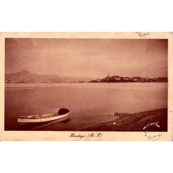 Carte postale ancienne d'Hendaye avec vue sur Fontarabie, la baie de Txingudi et le pic de la Haya.