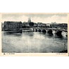 Carte postale ancienne de Bayonne avec le pont Saint-Esprit sur l'Adour et la cathédrale Sainte-Marie en arrière-plan.