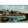 Carte postale ancienne de Luxembourg montrant le Pont Adolphe et la Ville Haute en vue panoramique.