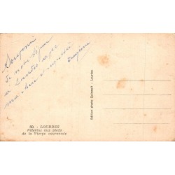 Carte Postale Ancienne Lourdes Pèlerins Vierge Couronnée Quinault