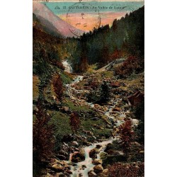 Carte postale ancienne colorisée de la vallée de Lutour à Cauterets, voyagée en 1927.