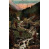 Carte postale ancienne colorisée de la vallée de Lutour à Cauterets, voyagée en 1927.