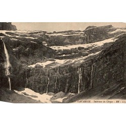 Carte postale ancienne du Cirque de Gavarnie montrant les cascades et les falaises, édition Bloc Frères.