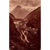 Carte postale ancienne de Cauterets montrant la Route de Pierrefitte et les lacets du Limaçon dans les Pyrénées