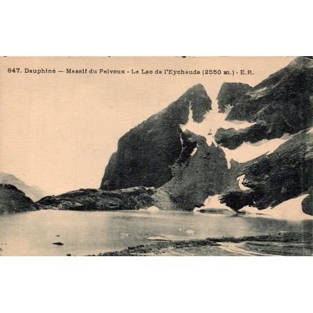 Carte postale ancienne du lac de l'Eychauda dans le massif du Pelvoux, Hautes-Alpes