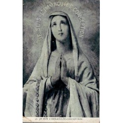 Carte postale ancienne religieuse représentant la Vierge avec l'inscription « Je suis l'Immaculée-Conception ».