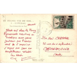Carte Postale Ancienne Dieppe 1958 Vue aérienne du Port Caby