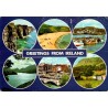 Carte postale moderne Greetings from Ireland avec falaises de Moher, Dublin, Killarney, port et cottage irlandais.