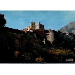 Carte postale moderne du Palais Princier de Monaco sur le Vieux Rocher avec cachet touristique de Monte-Carlo.
