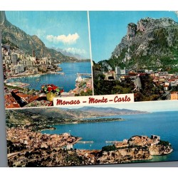 Carte postale moderne de Monaco avec vues du port de Monte-Carlo, du Palais Princier et panorama général.