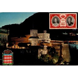 Carte Postale Moderne Monaco représentant le Palais du Prince illuminé de nuit, carte voyagée en 1983.