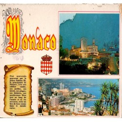 Carte Postale Moderne de Monaco avec vues du Palais princier, panorama de Monte-Carlo et verso voyagé.