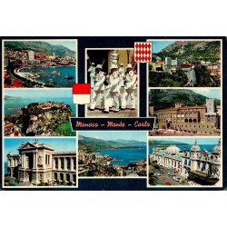 Carte Postale Moderne de Monaco avec montage du Palais princier, Monte-Carlo, Casino et panoramas de la Principauté.