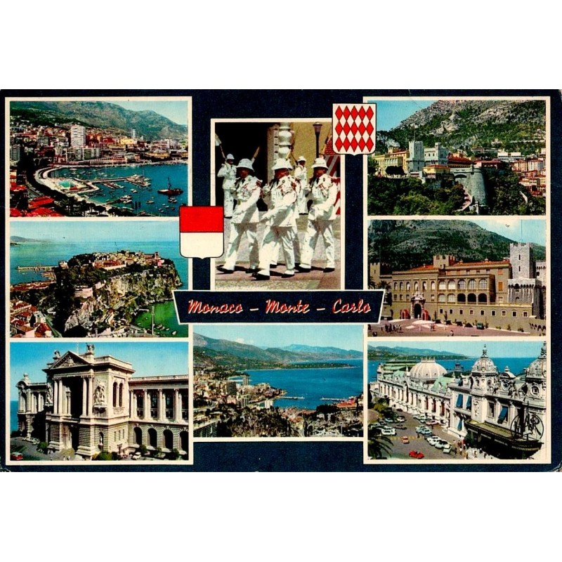 Carte Postale Moderne de Monaco avec montage du Palais princier, Monte-Carlo, Casino et panoramas de la Principauté.