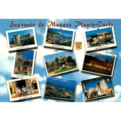 Carte Postale Moderne multivues de Monaco et Monte-Carlo avec Palais princier, Casino, port et Rocher, voyagée en 2005.