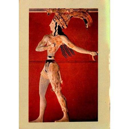 Carte Postale Moderne représentant la fresque du Roi-Prêtre de Cnossos conservée au Musée archéologique d'Héraklion en Crète.
