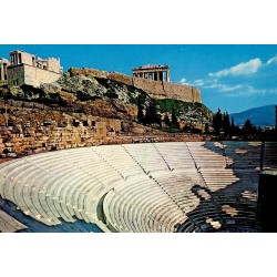 Vue de l'Odéon d'Hérode Atticus avec l'Acropole et le Parthénon à Athènes en Grèce.