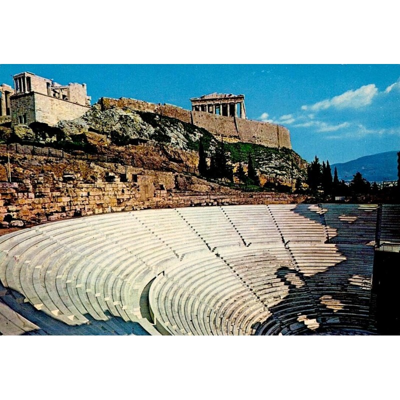 Vue de l'Odéon d'Hérode Atticus avec l'Acropole et le Parthénon à Athènes en Grèce.