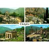 Carte postale multivues de Delphes avec la Tholos, le sanctuaire d'Apollon et les vestiges antiques en Grèce.