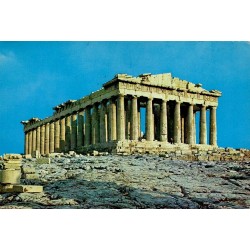 Carte postale ancienne du Parthénon sur l'Acropole d'Athènes avec vue générale du temple antique.