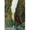 Carte postale ancienne des gorges de Samaria en Crète, Les Portes, avec timbres grecs et oblitération de 1980