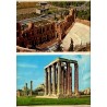 Carte postale ancienne d'Athènes montrant l'Odéon d'Hérode Atticus et le Temple de Zeus Olympien
