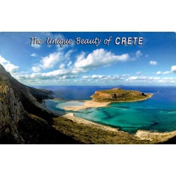 Carte postale du lagon de Balos en Crète avec l'île de Gramvoussa, voyagée en 2016 avec timbre grec