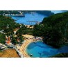 Carte Postale Moderne de Palaiokastritsa à Corfou avec vue aérienne de la baie et plage, voyagée en 2003.