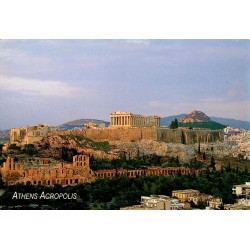 Carte Postale Moderne de l'Acropole d'Athènes avec vue panoramique du Parthénon, non voyagée, message manuscrit daté de 1998.