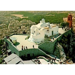Carte Postale Moderne du mont Lycabette à Athènes avec la chapelle Saint-Georges et panorama sur la ville.