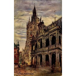 Carte Postale Ancienne illustrée du Rathaus de Cologne d'après une peinture de Paul Geissler.