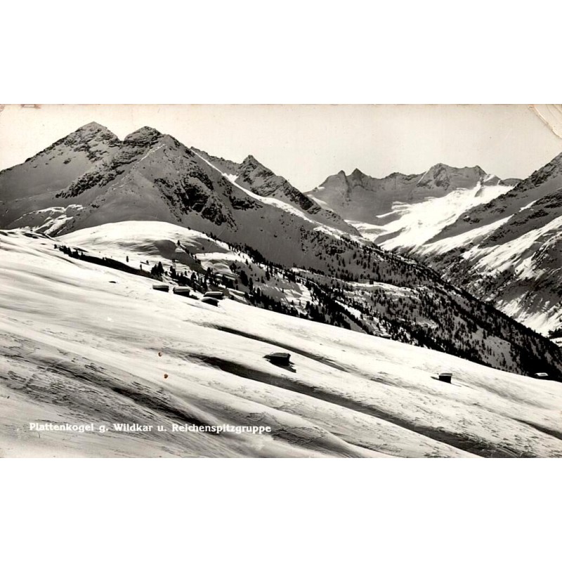 Carte Postale Ancienne des Alpes autrichiennes montrant le Plattenkogel et le massif du Reichenspitze enneigés.