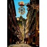 CPSM de la Getreidegasse à Salzbourg avec ses enseignes traditionnelles et le Mönchsberg.