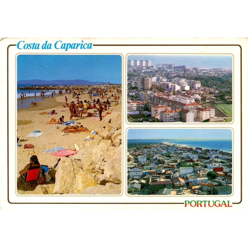 CPM multivues Costa da Caparica Portugal avec plages et panoramas