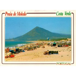 CPM Praia de Moledo Costa Verde Portugal avec plage et mont Santa Trega