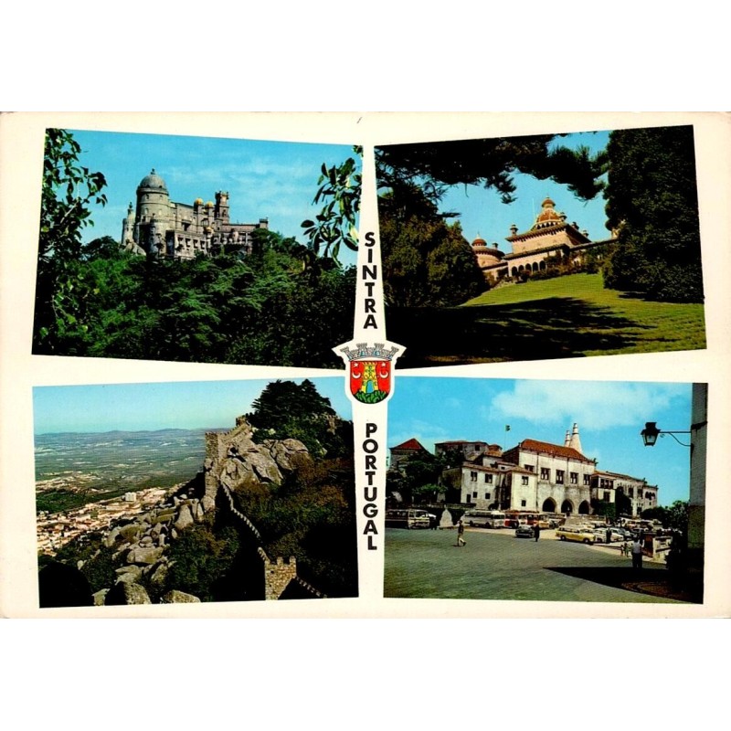 Carte postale CPM multivues de Sintra avec le Palais de Pena et le Castelo dos Mouros au Portugal