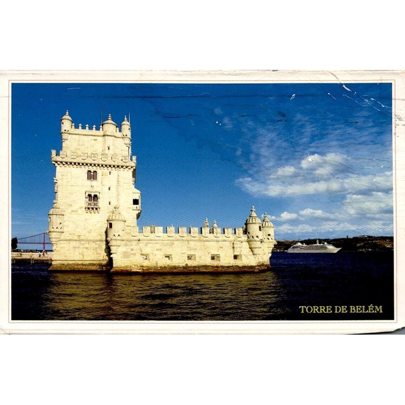 Carte postale moderne de la Torre de Belém à Lisbonne Portugal circulée en 2006