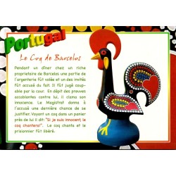 Carte postale moderne Le Coq de Barcelos Portugal avec la légende traditionnelle