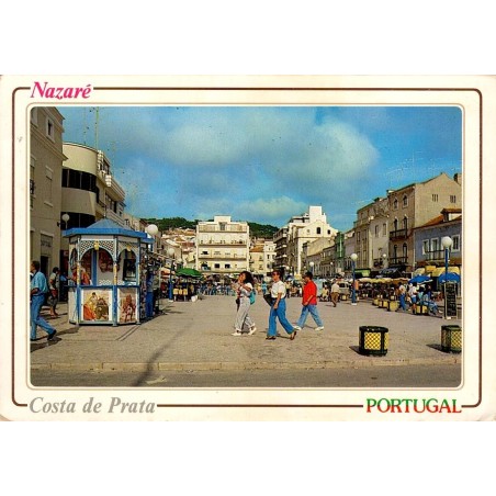 Carte postale CPSM Nazaré Costa de Prata Portugal place du front de mer circulée en 1989