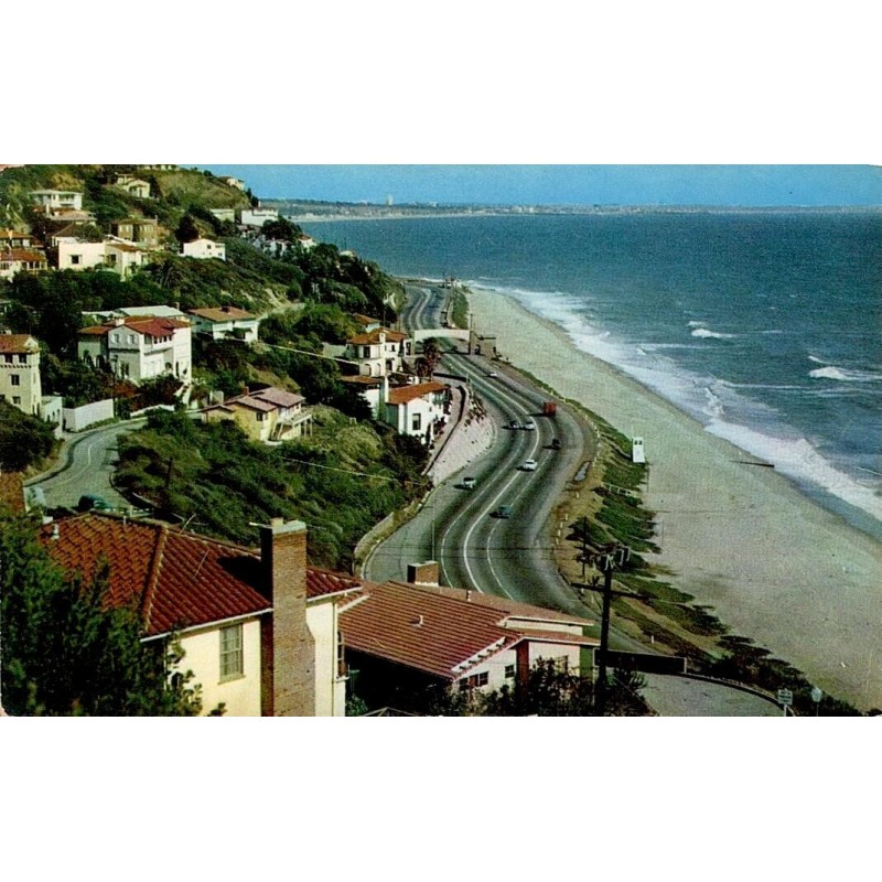 Vue de Pacific Palisades près de Santa Monica Californie Carte Postale CPSM circulée de 1954