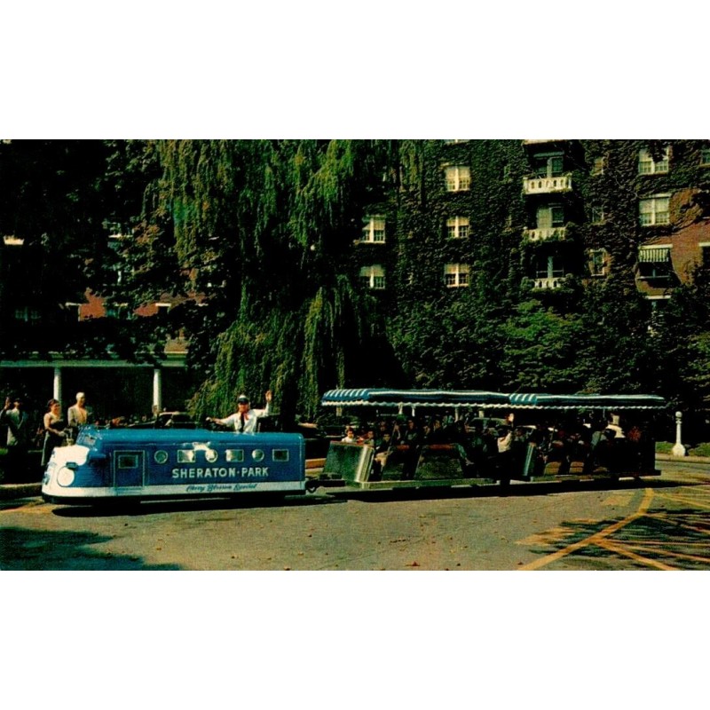 Carte postale Sheraton-Park Hotel petit train Washington D.C. États-Unis