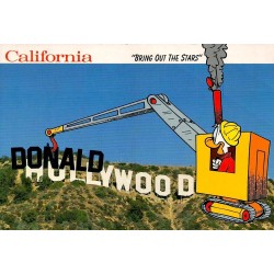 Carte postale Disney Donaldwood Hollywood Californie panneau Hollywood humoristique