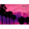 Carte postale Californie palmiers coucher de soleil lune California Scene