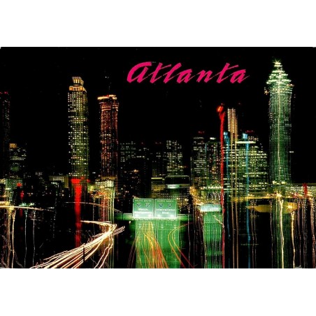 Carte postale Atlanta Géorgie skyline de nuit États-Unis