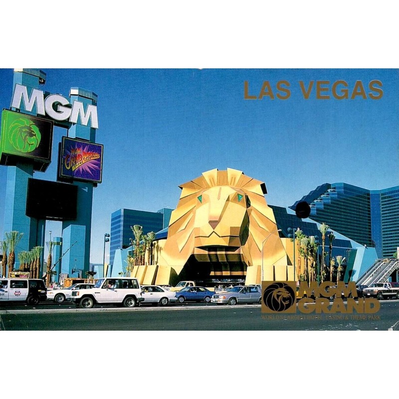 Carte postale Las Vegas MGM Grand hôtel casino lion géant Nevada