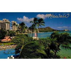 Carte postale moderne Waikiki Beach Honolulu Hawaï Diamond Head