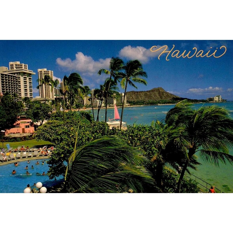 Carte postale moderne Waikiki Beach Honolulu Hawaï Diamond Head