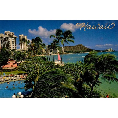 Carte postale moderne Waikiki Beach Honolulu Hawaï Diamond Head