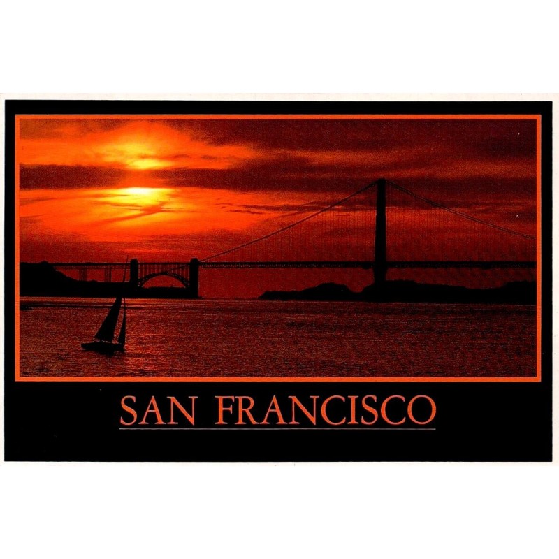 Carte postale moderne Golden Gate Bridge au coucher du soleil San Francisco non circulée