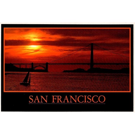 Carte postale moderne Golden Gate Bridge au coucher du soleil San Francisco non circulée